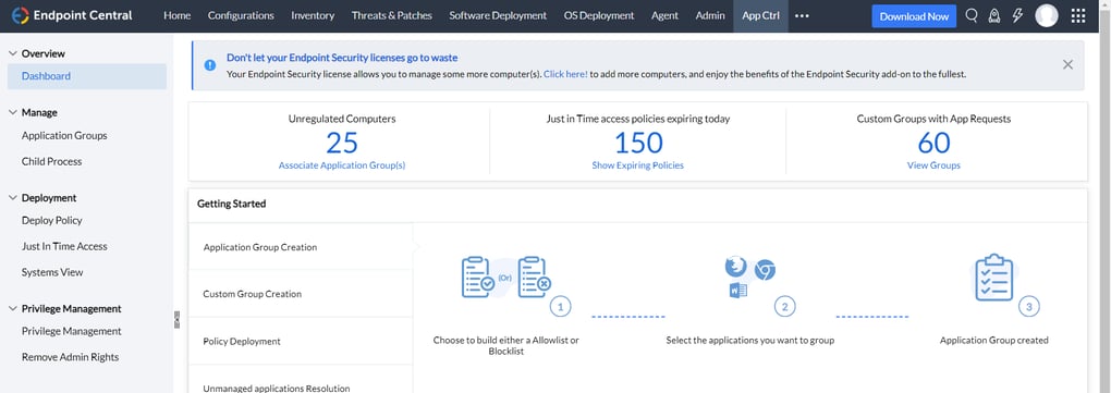 ManageEngine Application Control Plus screenshot