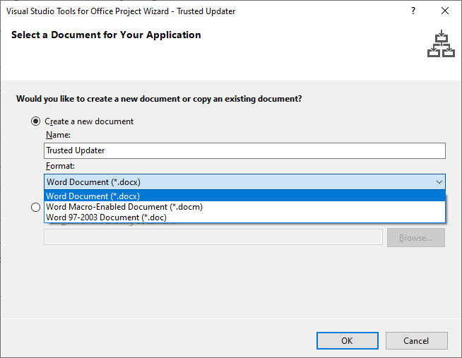 Visual Studio Tools for Office Project wizard