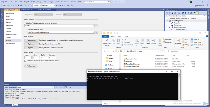 Hosting VSTO project to website